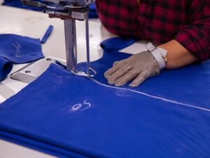 cutting denim fabric